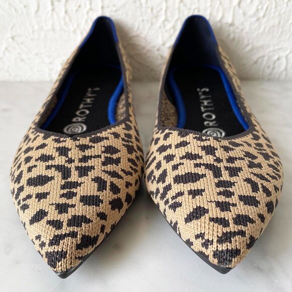 Rothy's Pointed Toe Flats The Point Classic Leopard Print Ballet Flats-Women's 7 - Picture 3 of 7